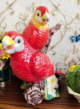 Function 方亚纯手绘陶瓷田园风客厅鹦鹉摆件欧式家居餐桌果盘