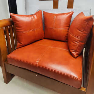 真皮座垫头层黄牛皮沙发乳胶坐办公加厚皮套靠背抱枕冬夏清凉定做