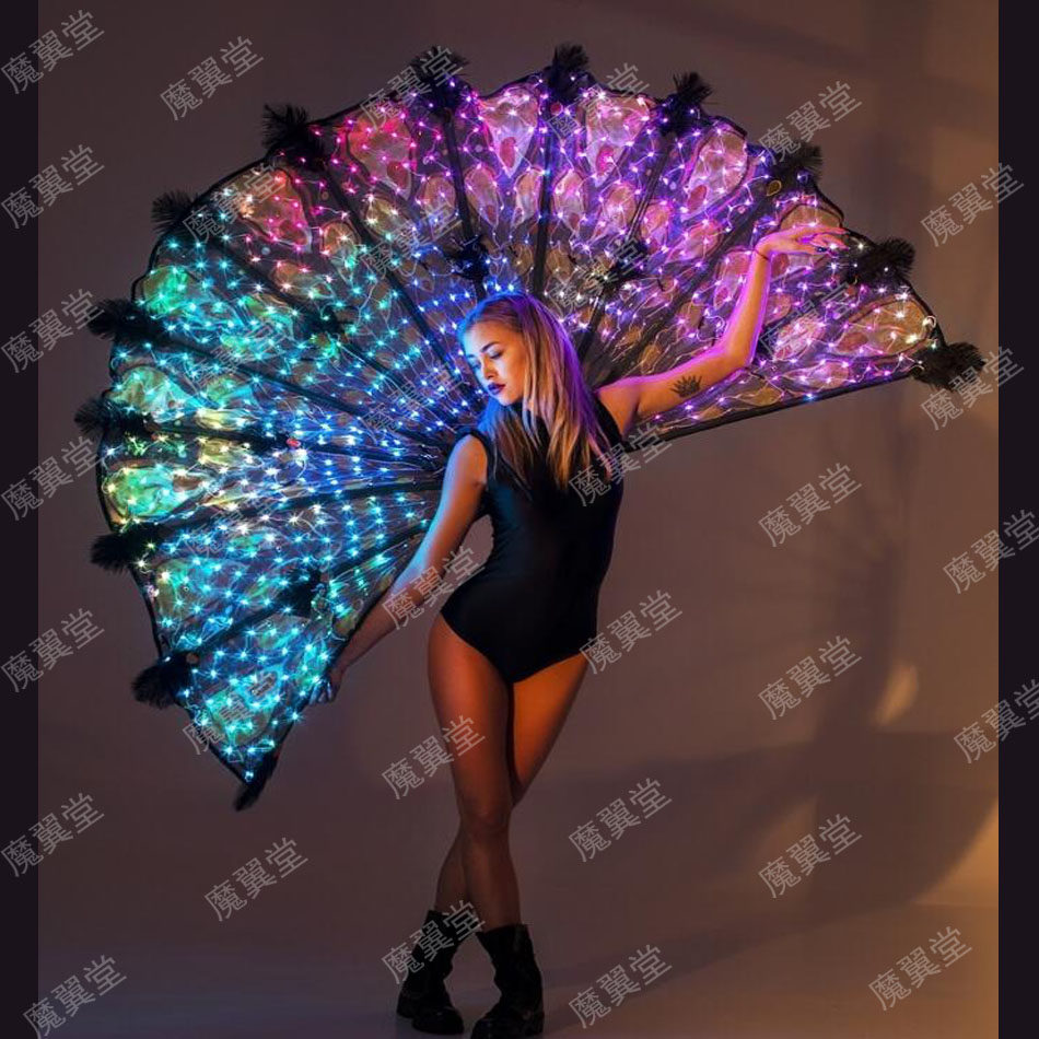 酒吧夜店舞台表演gogo未来科幻科技感气氛道具荧光led发光服装盔