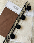 新款 窗帘花边中古风复古绒布珠子拼接立边配件