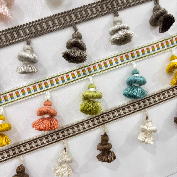 新款窗帘花边复古双色吊球辅料吊穗流苏装饰配件饰品点缀球