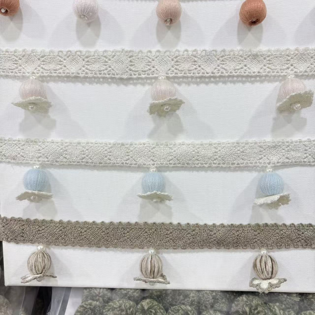 新款窗帘花边法式风珍珠木珠蕾丝织带花边重手工装饰辅料