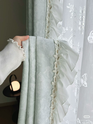 窗帘花边美式奶油风纯白蕾丝窗纱侧拼接立边卧室装饰辅料水溶宽边