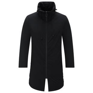 DJ41换季断码清仓冬季男士时尚休闲黑色中长款防风高领薄款羽绒服