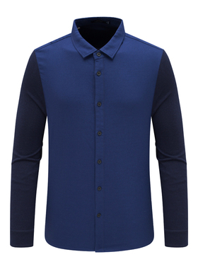 AB374歌换季断码清仓秋季男士简约休闲蓝黑拼色羊毛混纺针织开衫