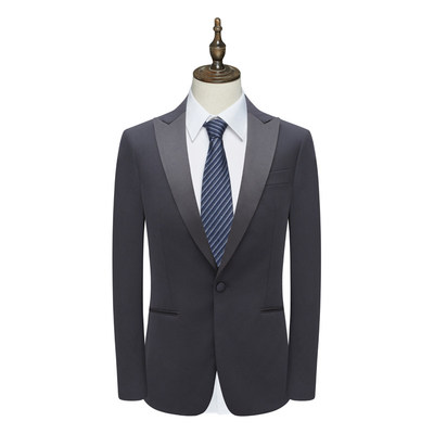 绵羊毛桑蚕丝混纺一粒扣礼服西装