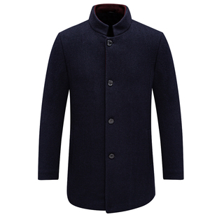 中年男士 清仓冬季 兔毛内胆深蓝色51％羊毛呢大衣 断码 Q1645九换季