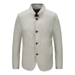 KL397凯LAI换季断码清仓春夏款中年男士卡其色立领休闲夹克衫外套