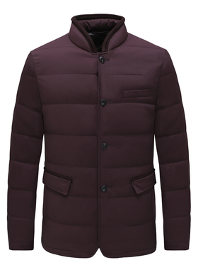 KL197凯LAI换季断码清仓中老年男士立领暗红色90.9％白鸭绒羽绒服