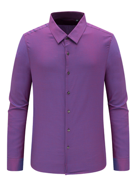 Q1754九换季断码清仓春秋男士时尚简约商务休闲紫色打底长袖衬衫