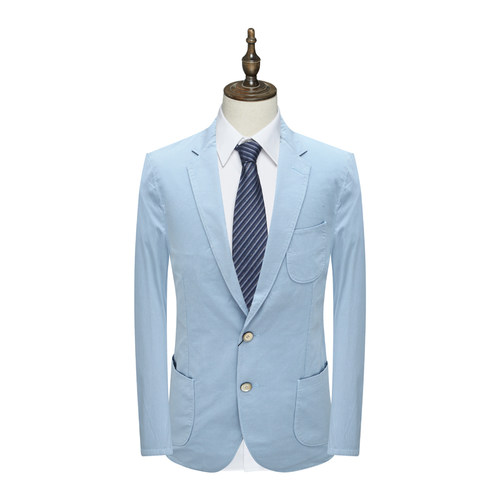 96.5％棉浅蓝德国面料两粒扣西服