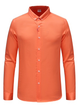 SF99索换季断码清仓秋季款男士时尚商务休闲橙色全棉工装长袖衬衫