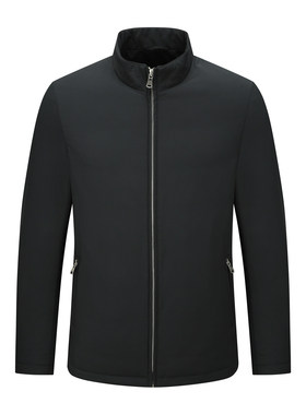 H1308断码清仓冬季中年男士简约百搭黑色立领白鹅绒轻薄款羽绒服