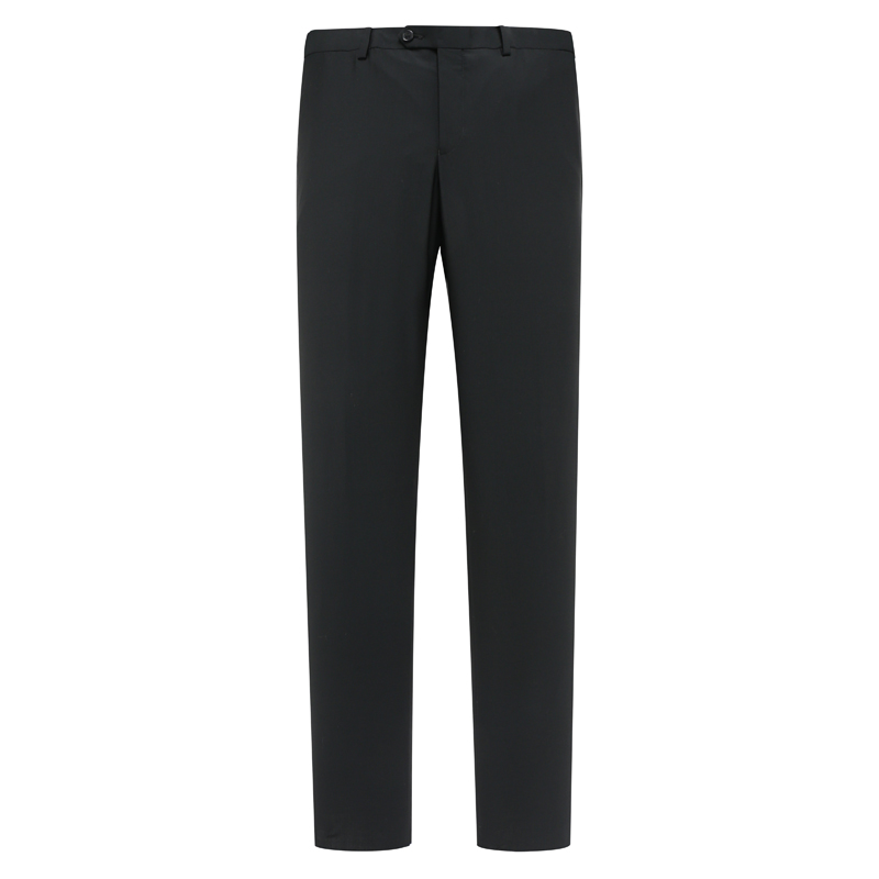 74.5％羊毛黑色中腰直筒正装西裤