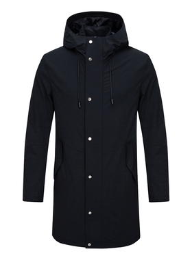 AL170澳L多L换季断码清仓秋季款男士百搭黑色连帽中长款休闲风衣