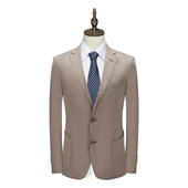 商务休闲深卡其色两粒扣可机洗单西装 男士 清仓春秋款 MY508美断码