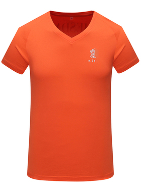 JD189爵S丹N换季断码清仓夏季男士简约橙色V领舒适透气短袖T恤衫