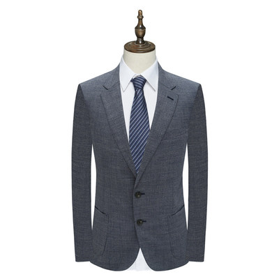 两粒单排扣西装羊毛平驳领