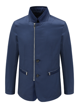 AB529邦纳换季断码清仓春秋款男士简约休闲立领百搭深蓝色夹克衫