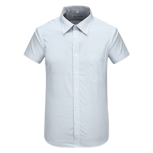 衬衫 MY297美尔断码 商务简约蓝白小格子全棉免烫短袖 男士 清仓夏季