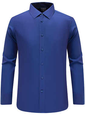 F3417KMQ断码清仓春秋款男士商务职业上班正装深蓝色全棉长袖衬衫