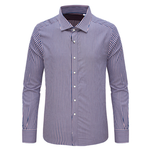 男士 清仓秋季 时尚 红条纹全棉免烫休闲长袖 LS27芙克斯换季 衬衫 断码