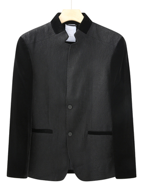 CA616卡换季断码清仓春秋款中年男士黑色简约休闲拼接立领夹克衫