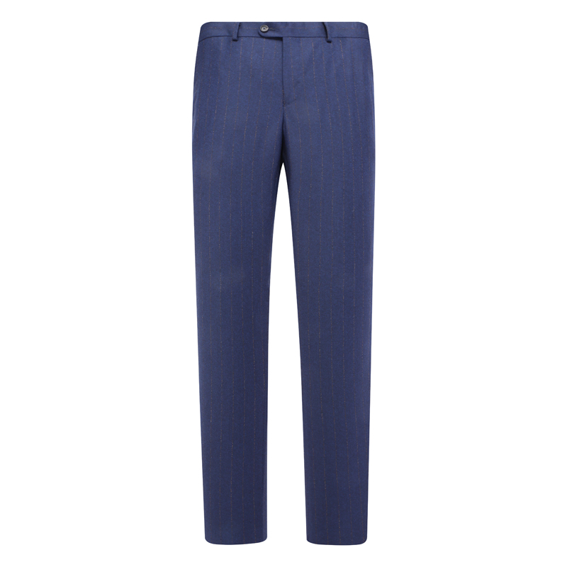 98.8％绵羊毛深蓝色中腰直筒西裤