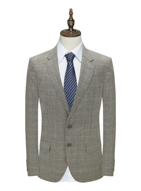 MY512美断码清仓春秋款男士羊毛桑蚕丝混纺灰色两粒扣单西服外套