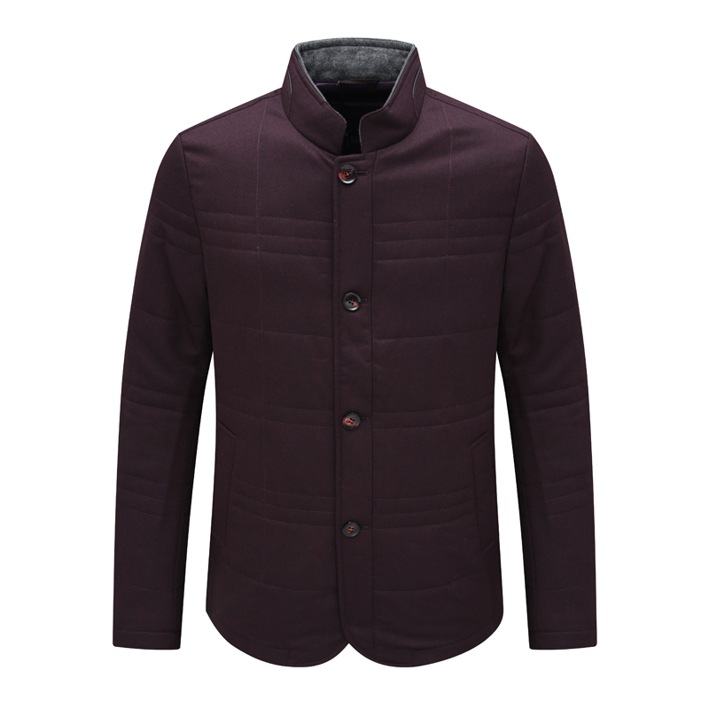 暗红色立领薄棉衣羊毛面料秋冬