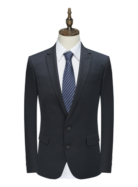U102 雅换季断码清仓男士商务休闲黑色条纹65.7％羊毛两粒扣西服