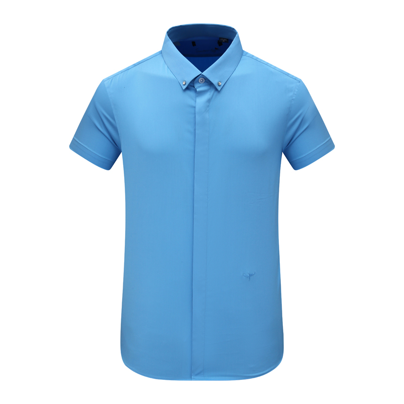 职业装舒适弹力天蓝色短袖衬衫