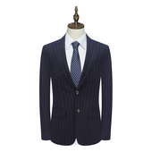 深蓝色绵羊毛两粒扣单西装 B1603鸟断码 商务职业装 男士 清仓春秋款