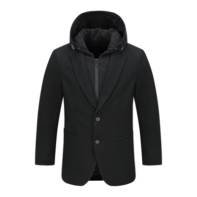 商务休闲百搭黑色可拆卸帽西装