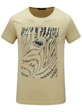 KN21康L尼L断码清仓夏季男士简约休闲圆领印花舒适65％棉短袖T恤