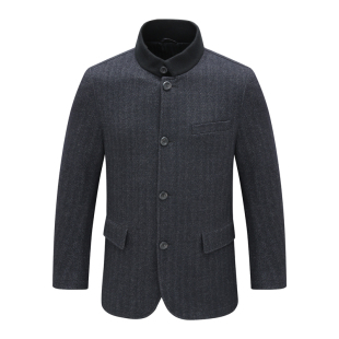 男士 清仓秋冬款 休闲立领黑灰色33.7％羊毛呢大衣 断码 SF213路换季