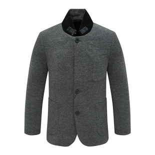 灰色立领商务休闲西装 H896皇玛换季 中年男士 清仓秋季 夹克外套 断码