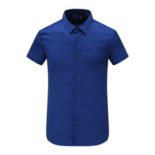 断码 衬衫 清仓夏季 简约休闲深蓝色暗花纹短袖 中年男士 Q1724九换季