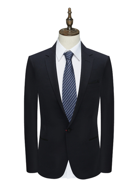 AB1216邦纳断码清仓春秋款男士职业正装深蓝色一粒扣后中开衩西服