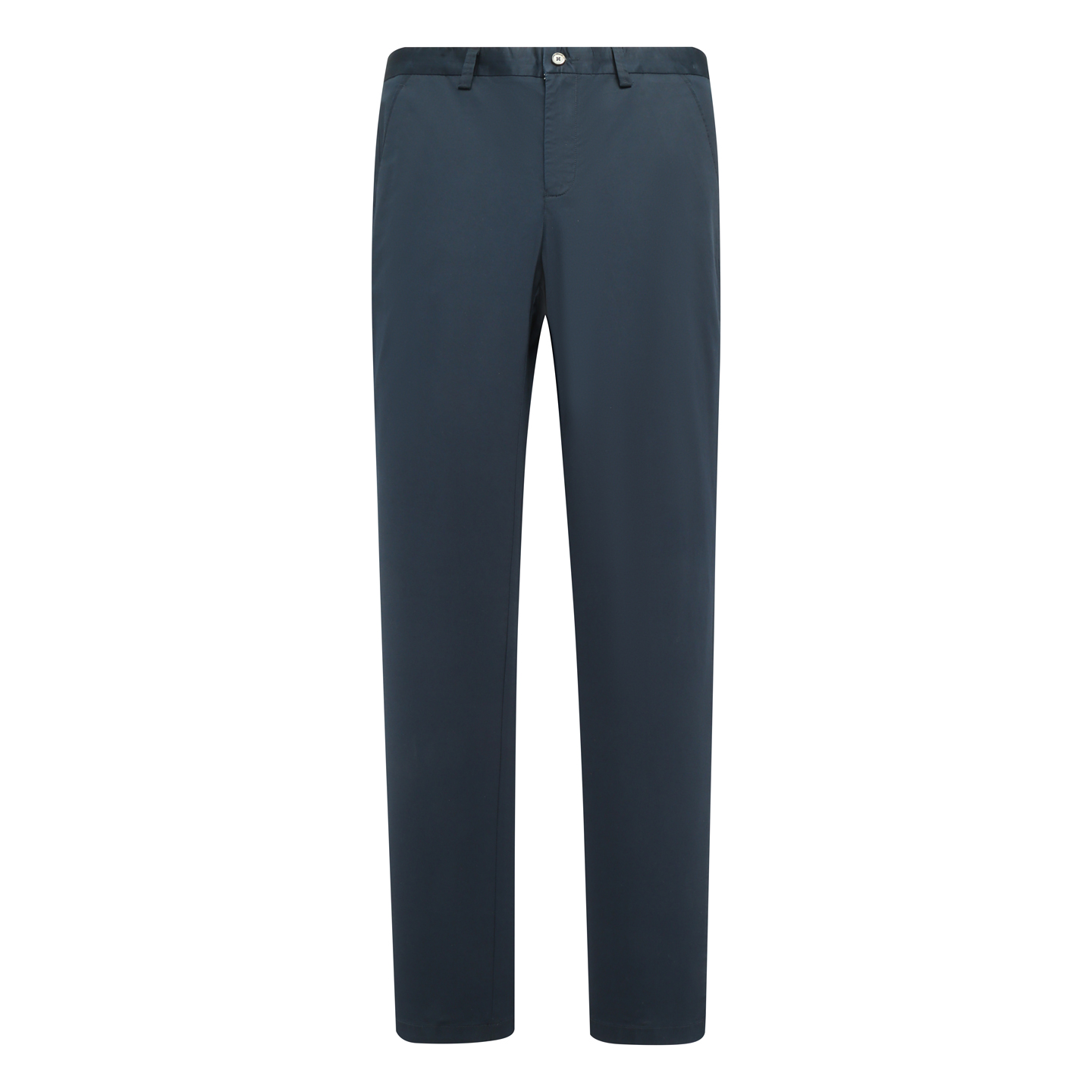 深蓝色微弹力中腰直筒休闲裤