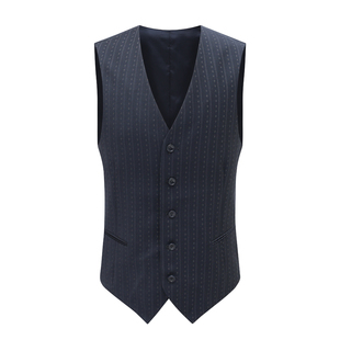 简约深蓝竖条纹商务休闲西装 男士 马甲 清仓春秋款 AB1544邦纳断码