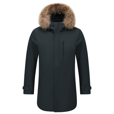 貉子毛领中长羽绒服92.6％白鸭绒