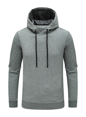 H1204恩断码清仓春秋男士时尚休闲68.5％棉连帽灰色高领长袖卫衣