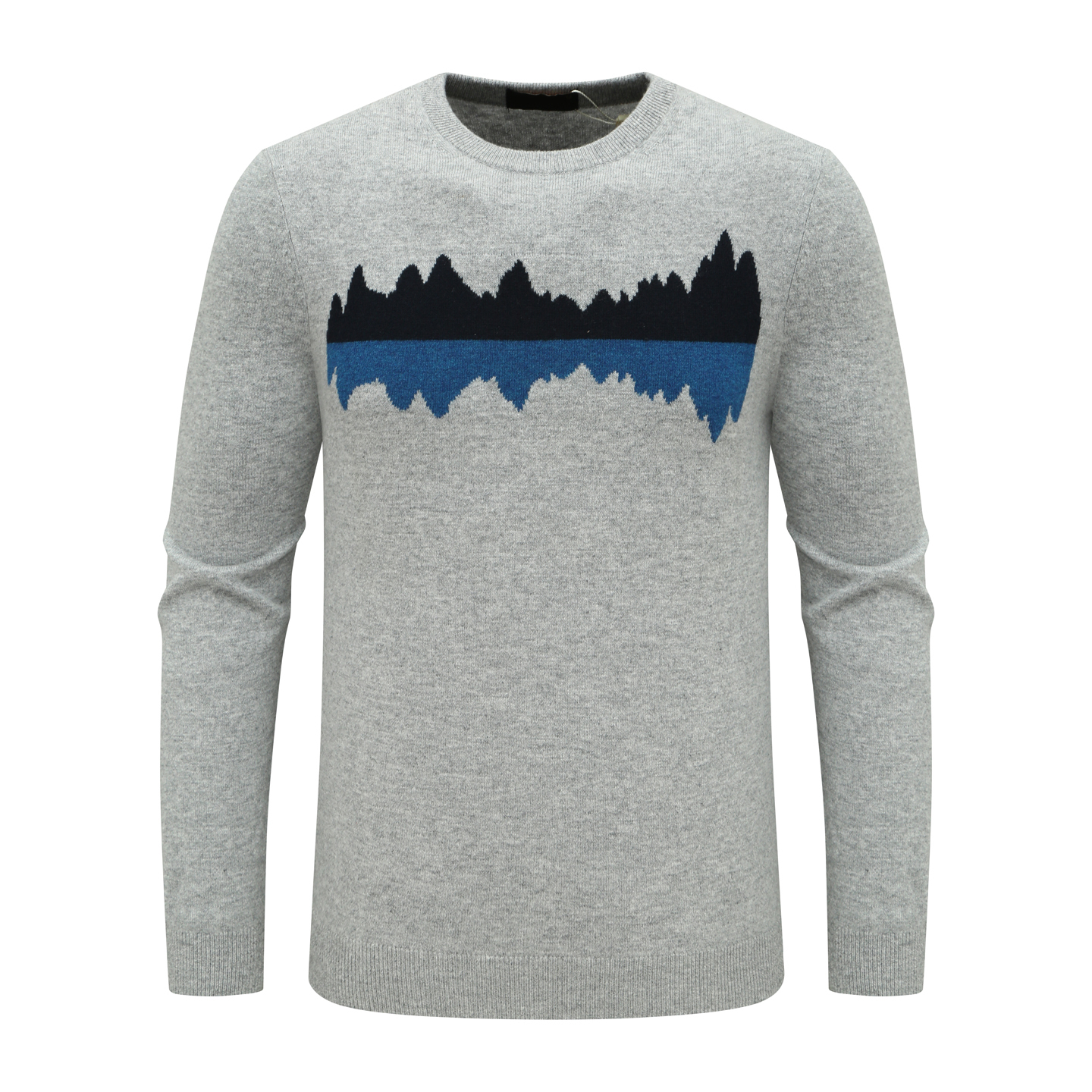 绵羊毛山羊绒混纺灰色羊毛衫