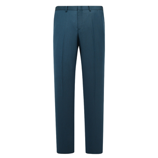 MY473美断码清仓春秋款男士时尚商务绅士孔雀蓝80%羊毛中腰西裤