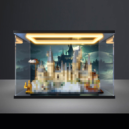 适用乐高76419霍格沃茨城堡和庭院模型玩具回灯型亚克力展示盒