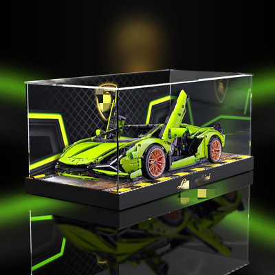 川帝带灯光款亚克力展示盒适用le高42115兰博基尼积木模型防尘罩