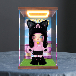 回灯透明收纳盒适用泡泡玛特 Molly 躲猫猫 1/8 可动人偶潮玩公仔