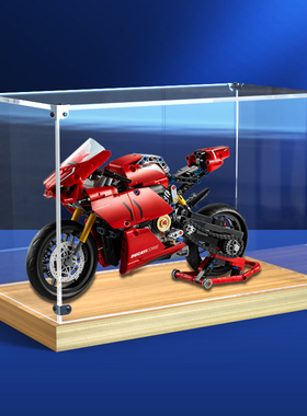 木质底防尘手办盒适用le高42107杜卡迪摩托车模型亚克力展示盒