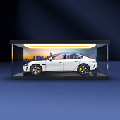 适用小米su7车模1 18汽车模型锌合金仿真模型防尘收纳灯光展示盒